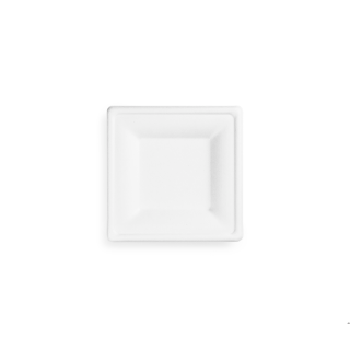 Talerz z trzciny cukrowej, kwadratowy 16x16 cm, biały, op. 50 szt. 100% biodegradowalny 29303