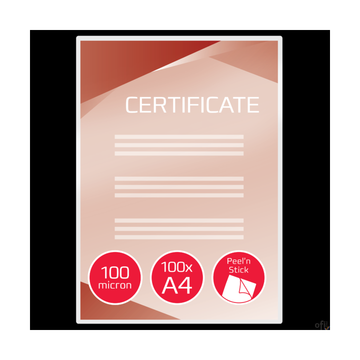 Samoprzylepne folie do laminacji GBC PeelnStick, A4, 100 mic. , 100 szt., 41666E