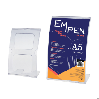 Stojak plakatowy TYP L A5, PIONOWY, FIDO plastikowy, transparentny