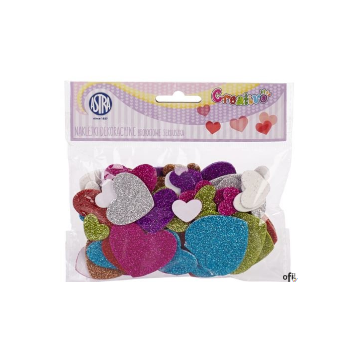 Naklejki dekoracyjne - brokatowe serca ASTRA, 335117009