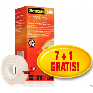 Taśma biurowa SCOTCH Crystal (6-1933R8), 19mm, 33m, 7szt., 1 rolka GRATIS