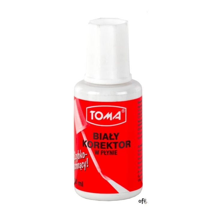Korektor w płynie, w buteleczce z pędzelkiem 20ml biały TO-019 Toma