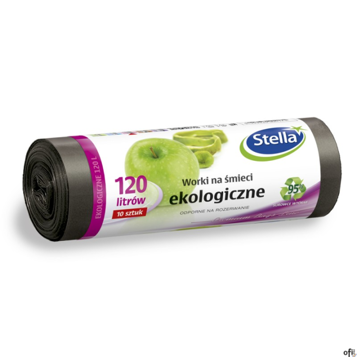 Worki na śmieci ekologiczne 120L 10szt. z taśmą (LDPE) STELLA WNS-6356V1