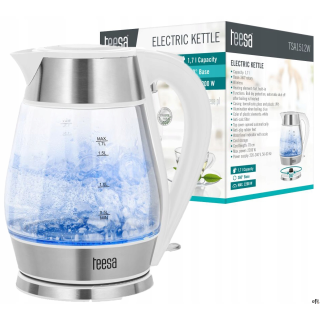 Czajnik elektryczny szklany TEESA 1.7L biało-srebrny 2200W TSA1512W