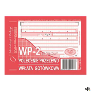 449-5M Polecenie przelewu (1+1), A6 80 kartek, MICHALCZYK&PROKOP