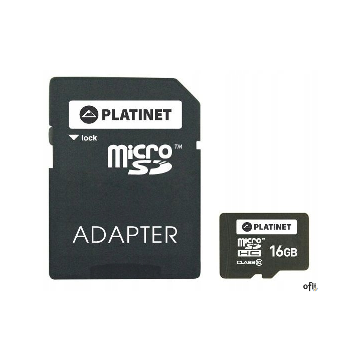 Karta pamięci Micro SDhc + adapter SD 16GB SECURE DIGITA class10 Platinet PMMSD1610
