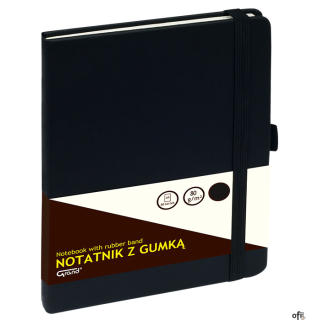 Notatnik GRAND z gumką A5/80 kartek, 80g/kratka, okładka czarna, 150-1381