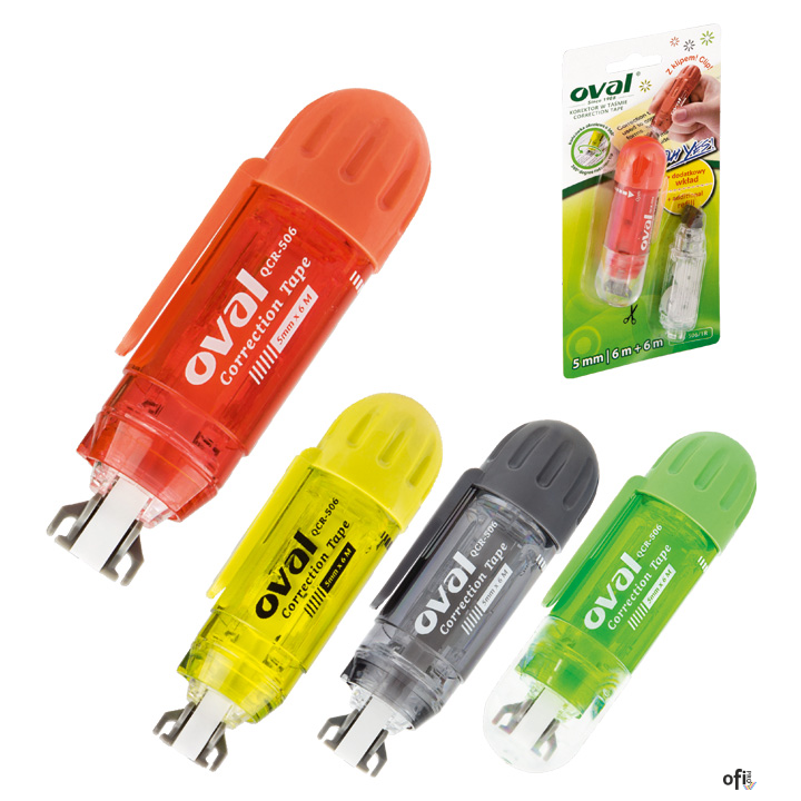 Korektor w taśmie OVAL QCR-506 + wkład, biały, 5 mm x 6 m 160-2180 (X)