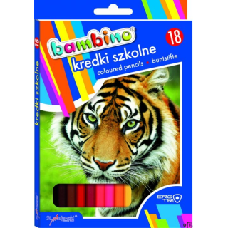 Kredki ołówkowe trójkątne 18 kolorów, 18cm. BAMBINO MAJEWSKI