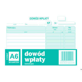 Dowód Wpłaty KP, A6 80 kartek, 10-401-5 DOTTS