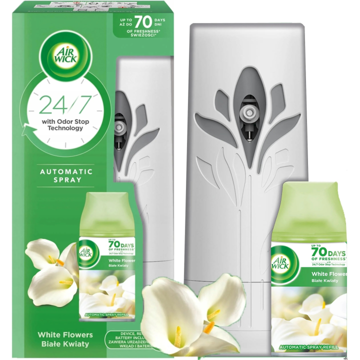 AIR WICK odświeżacz automat.doz.+wkład 250ml Białe Kwiaty 073133 /3591