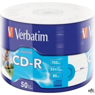 Płyta CD-R VERBATIM (50) 700MB 52x wrap INKJET PRINTABLE 43794