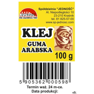 Klej guma arabska 100gr butelczka plastikowa JEDNOŚĆ