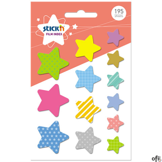 Zakładki indeksujące kształty, rózne rozmiary GWIAZDY 192szt. 21763 STICK"N