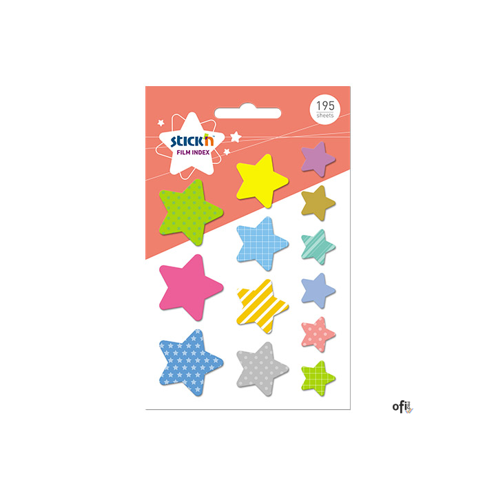 Zakładki indeksujące kształty, rózne rozmiary GWIAZDY 192szt. 21763 STICK"N
