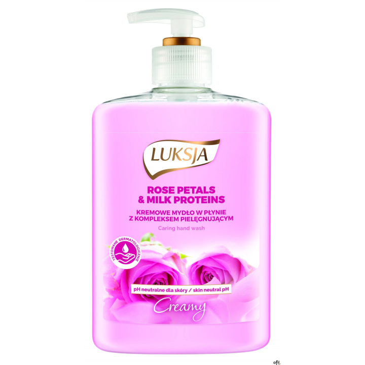 LUKSJA Mydło w płynie z dozownikiem 500 ml PŁATKI RÓŻA&MLEKO 8889