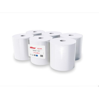 Ręcznik w roli  130/1 (6 rolek) 130m 1warstwa makulatura extra biały CLIVER 5944
