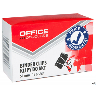 Klipy do dokumentów , 51mm, 12szt., czarne, typu OFFICE PRODUCTS 18095119-05