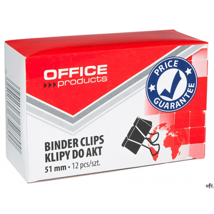 Klipy do dokumentów , 51mm, 12szt., czarne, typu OFFICE PRODUCTS 18095119-05
