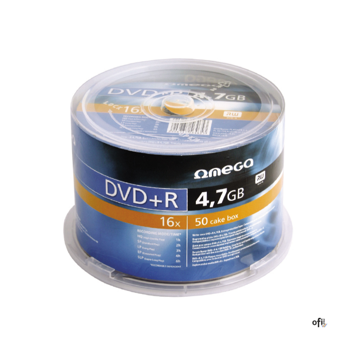 Płyta OMEGA DVD+R 4,7GB 16X CAKE (50) OMD1650+ -a