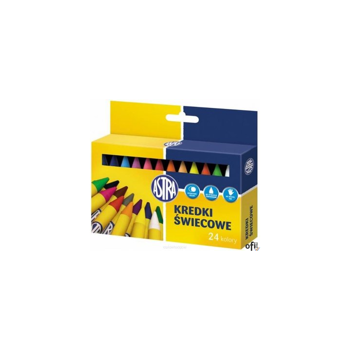 Kredki świecowe 24 kolory ASTRA, 316118006