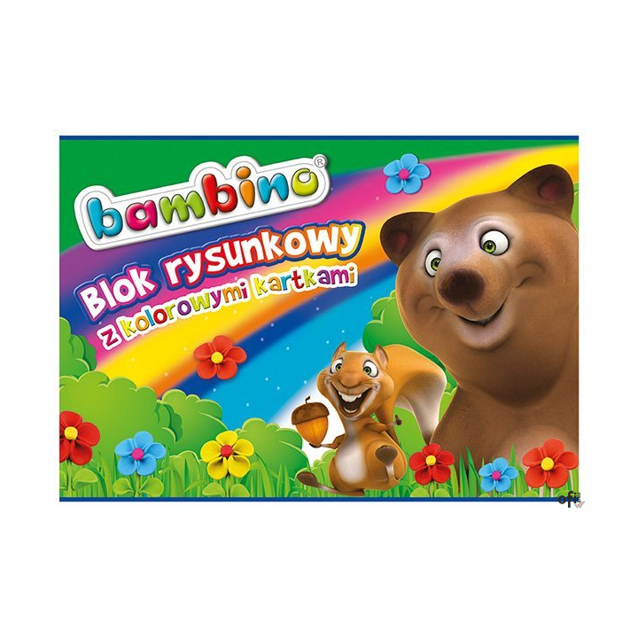 Blok techniczny z kolorowymi kartkami BAMBINO A4 10kartek STANDARD