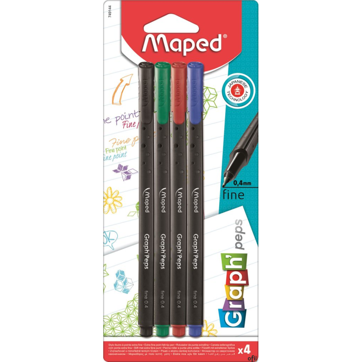 Cienkopis GRAPH PEPS kolory  basic 4 szt Maped 749144