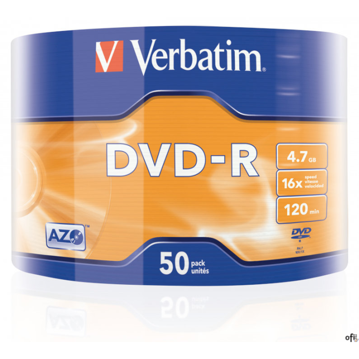 Płyta DVD-R VERBATIM (50) 4,7GB 16x Spindle Matt Silver Wrap 43788