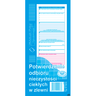S-100-8 Potwierdzenie odbioru nieczystości ciekłych w zlewni MICHALCZYK I PROKOP