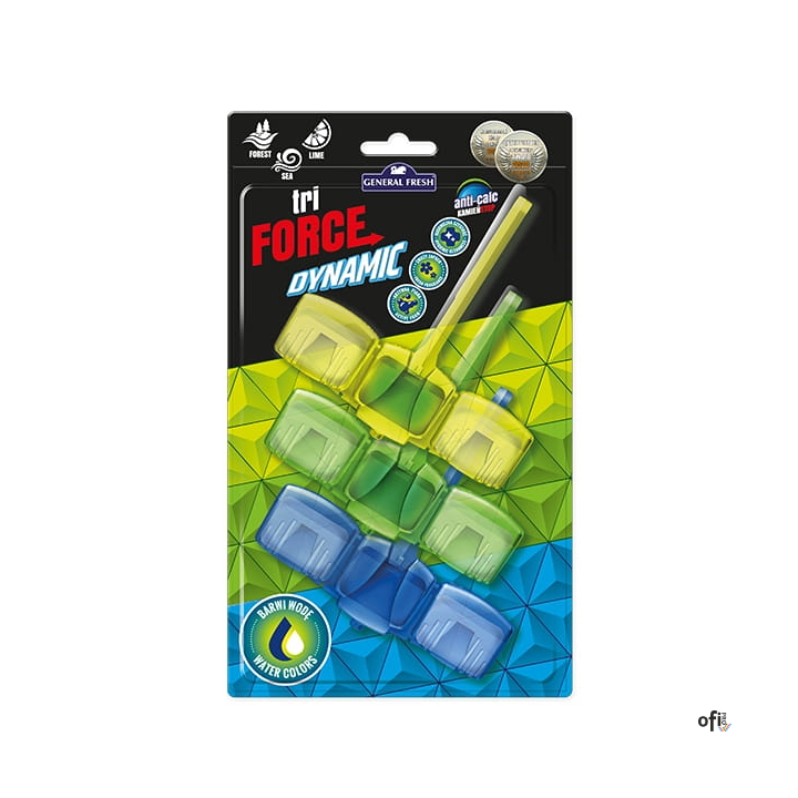 Kostka do WC zawieszka 3x45g TRIO-FORCE DYNAMIK (cytryna, morze, las) GENERAL FRESH  70705