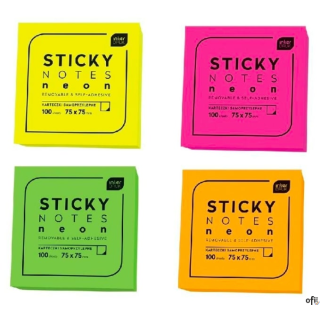 Bloczek samoprzyl. 75x75  100k. NEON INTERDRUK