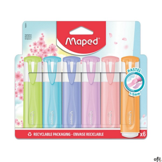 Zakreślacz Classic New Pastel mix kolorów 6 szt kartonowe etui 742511 Maped