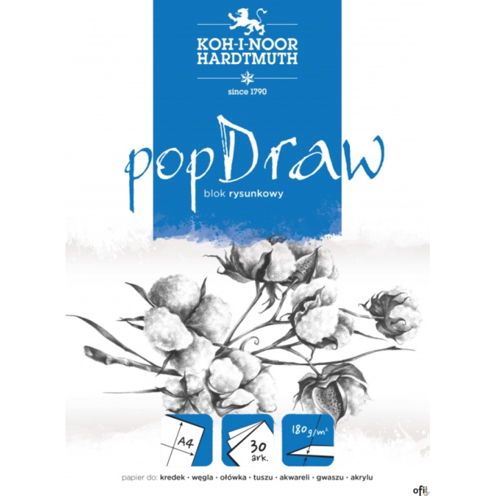 Blok rysunkowy POP DRAW A4 50 arkuszy 150g BLO-RYA4AR (X)