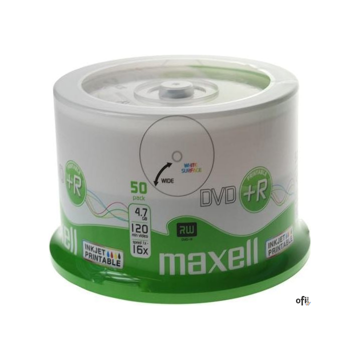 Płyta MAXELL DVD+R 4.7GB 16x, (50szt) PRINTABLE, white, do nadruku, cake 275702 SALE