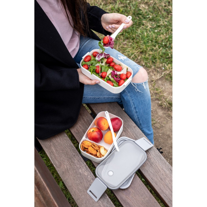 Pudełka śniadaniowe 2 w 1, 2x700 ml, sztućce | Cash