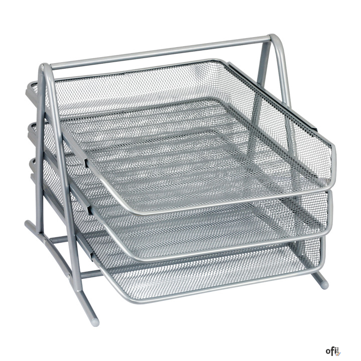 Półka na dokumenty DOTTS A4 (3) siatka srebrna 350x297x275mm