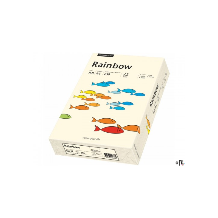 Papier xero kolorowy A4 160g kremowy R03 (250 arkuszy) RAINBOW 88042257