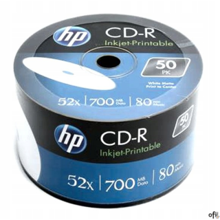 Płyta HP CD-R 700MB 52X (50szt) SZPINDEL, bulk WHITE INKJET PRINTABLE do nadruku CRE00070WIP