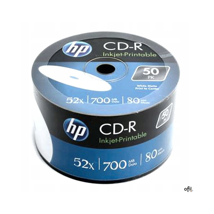 Płyta HP CD-R 700MB 52X (50szt) SZPINDEL, bulk WHITE INKJET PRINTABLE do nadruku CRE00070WIP