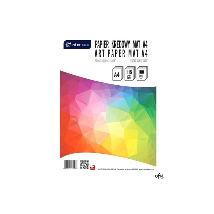 Papier kredowy A4 100ark  mat 115g INTERDRUK