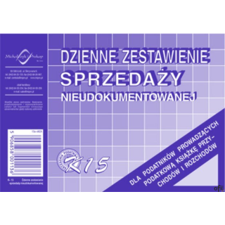 K-15 Dzienne zest.sprzedaży księgowo nieudokumentowanej MICHALCZYK