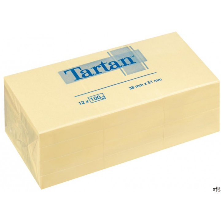 Bloczek TARTAN żółte 38x51 (12) 05138 3M POST-IT