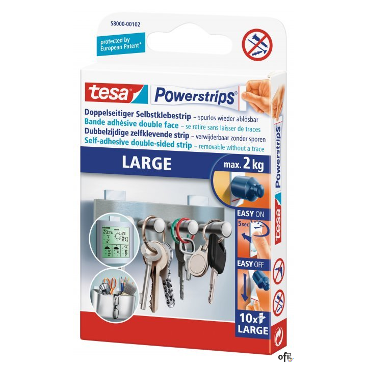 Plastry samoprzylepne TESA POWERSTRIPS duże kpl 10sztuk 58000-00132-20 TS