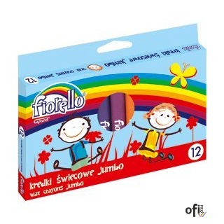 Kredki FIORELLO świecowe 12 kolorów JUMBO kolor 170-1384