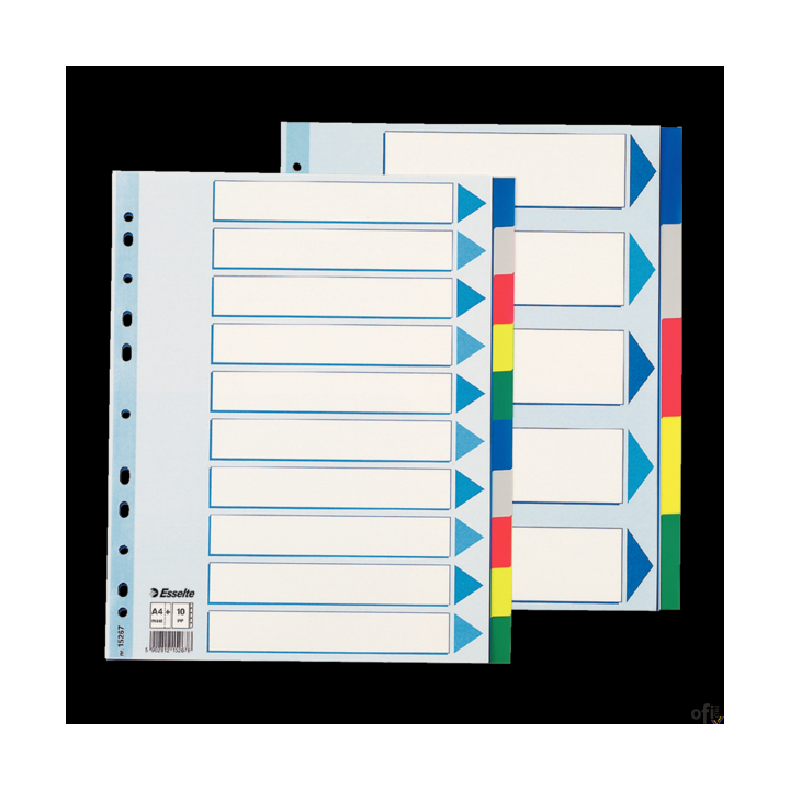 Przekładki plastikowe MAXI z PP ESSELTE 10 kart 15267