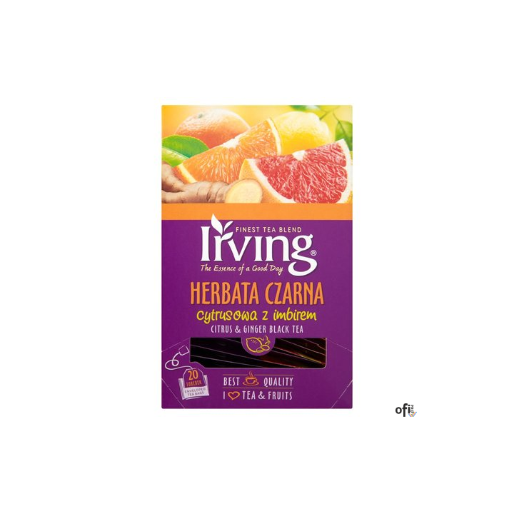 Herbata IRVING cytrusowa z imbirem 20 kopert 1,5g czarna