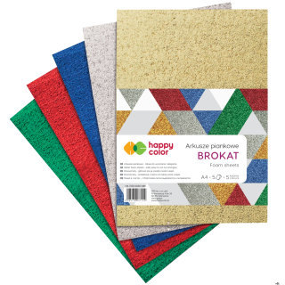 Arkusze piankowe MIX Brokat, A4, 5 ark., 5 kolorów, Happy Color HA 7132 2030-MIX