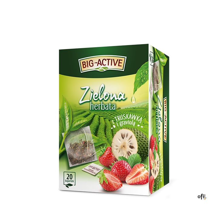 Herbata BIG-ACTIVE TRUSKAWKA-GRAVIOLA zielona 20 kopert/34g