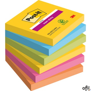 Bloczek samoprzylepny POST-IT Super Sticky, 76x76mm, 6x90 kart., CARNIVAL