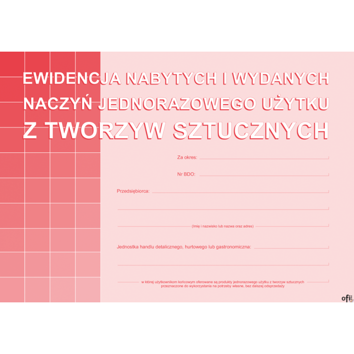 S-210-3 Ewidencja nabytych i wydanych naczyń jednorazowego użytku z tworzyw sztucznych A5 MICHALCZYK I PROKOP